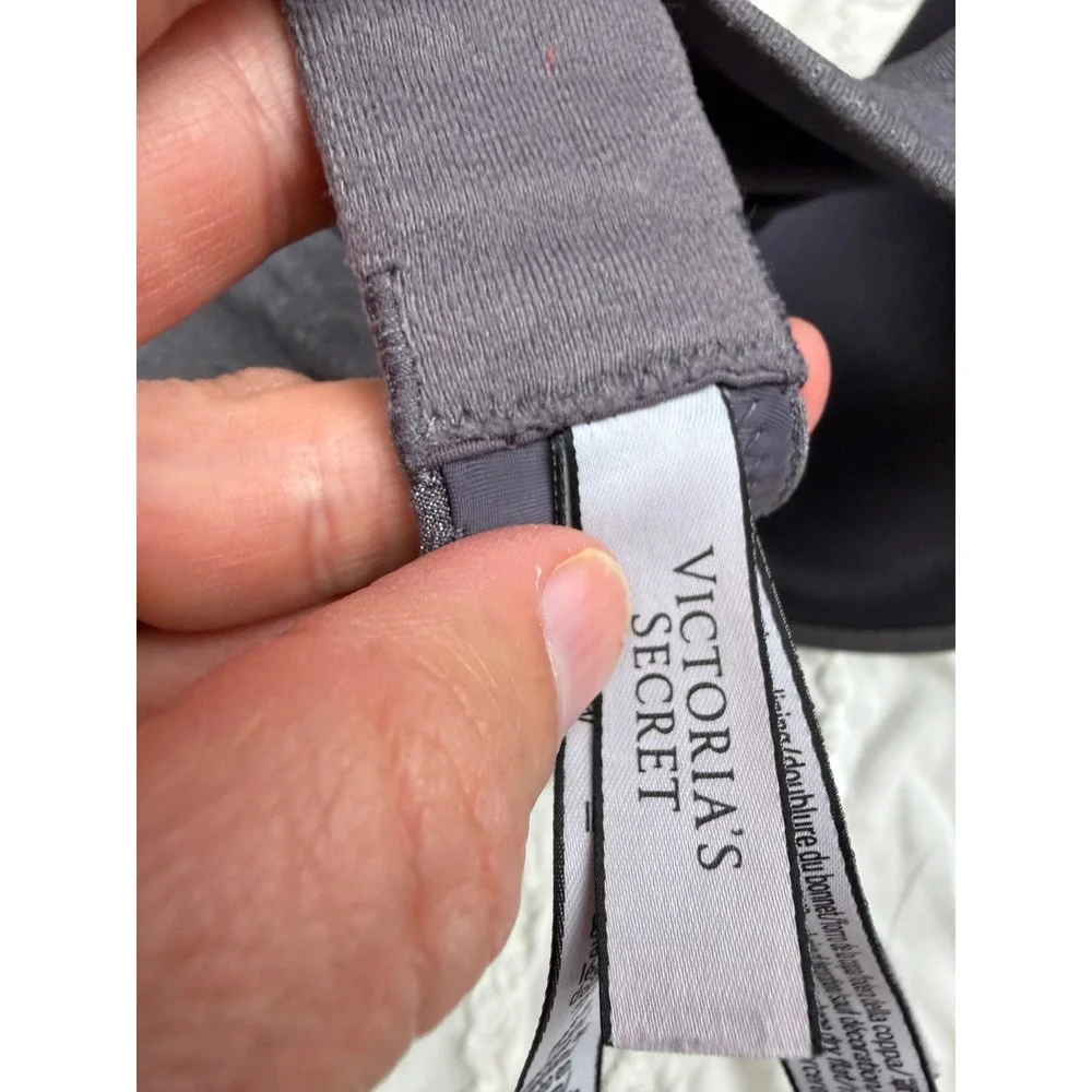 Victorias Secret T-Shirt Wireless Lightly Lined Bra Gray Shimmer 36DDD